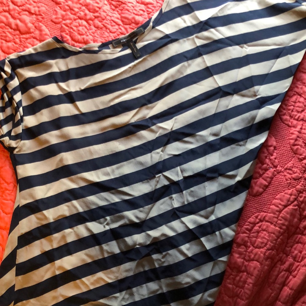 BCBGMaxAzria Navy and White Striped Shorts